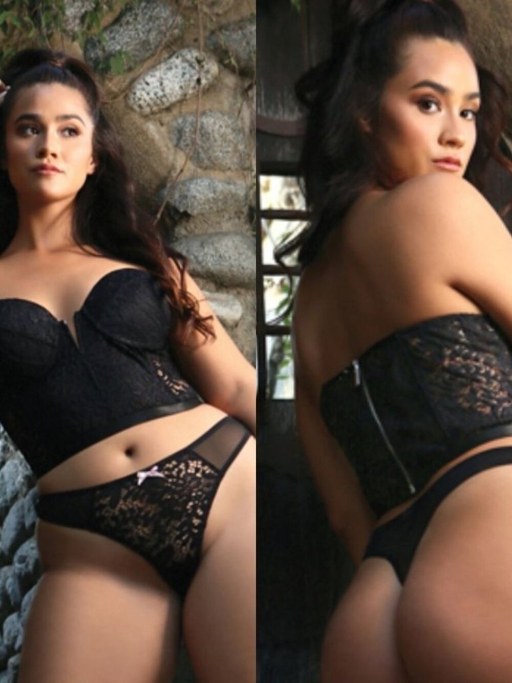 NEW Fantasy Lingerie Midnight Garden Black Bustier Longline Bra Crop Top M/L